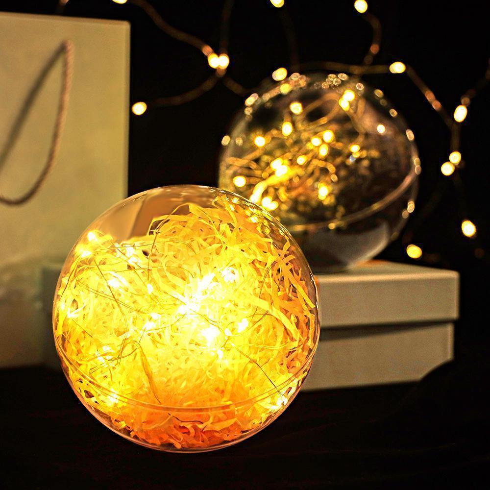 Transparent Round Plastic Ball Color Light String Light Pink Raffia Shredded Paper Silk Three-piece Suit Creative Gift Combination - yournamenecklaceuk