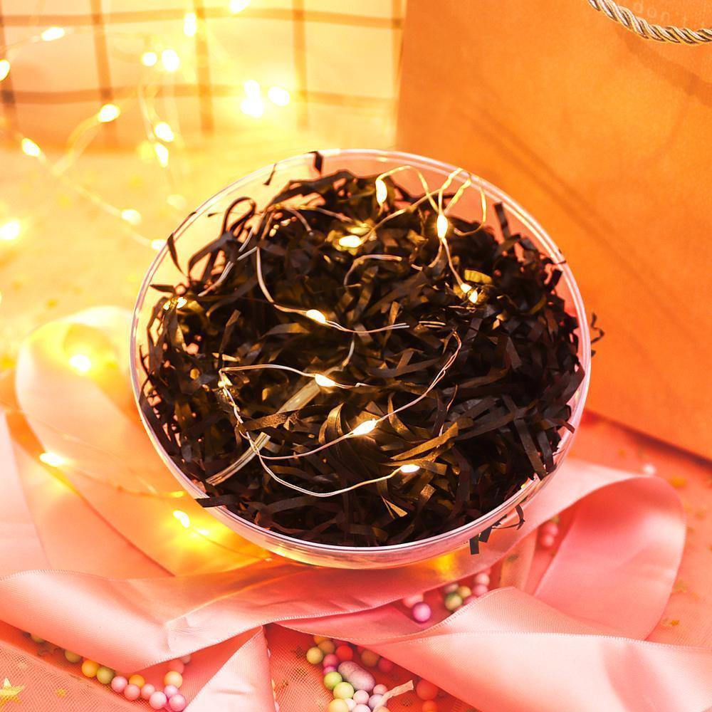 Transparent Round Plastic Ball Color Light String Black Raffia Shredded Paper Silk Three-piece Suit Creative Gift Combination - yournamenecklaceuk