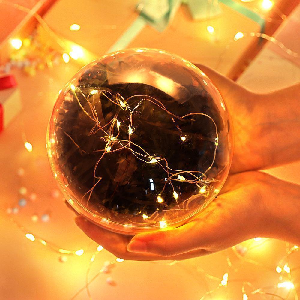 Transparent Round Plastic Ball Color Light String Black Raffia Shredded Paper Silk Three-piece Suit Creative Gift Combination - yournamenecklaceuk