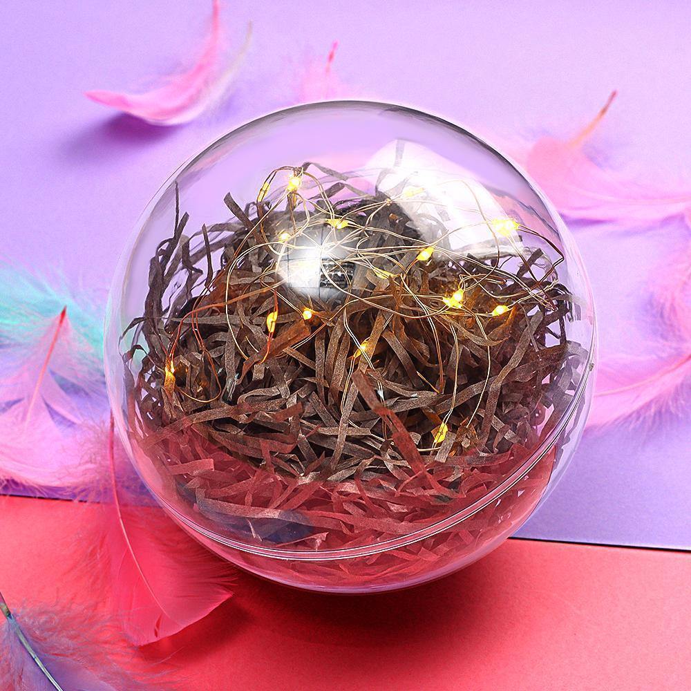 Transparent Round Plastic Ball Color Light String Dark Gray Raffia Shredded Paper Silk Three-piece Suit Creative Gift Combination - yournamenecklaceuk