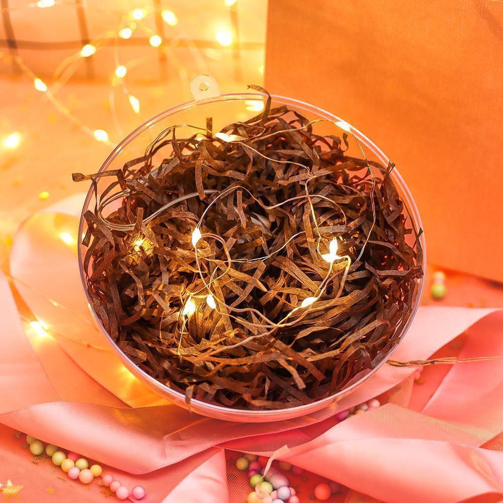 Transparent Round Plastic Ball Color Light String Dark Gray Raffia Shredded Paper Silk Three-piece Suit Creative Gift Combination - yournamenecklaceuk