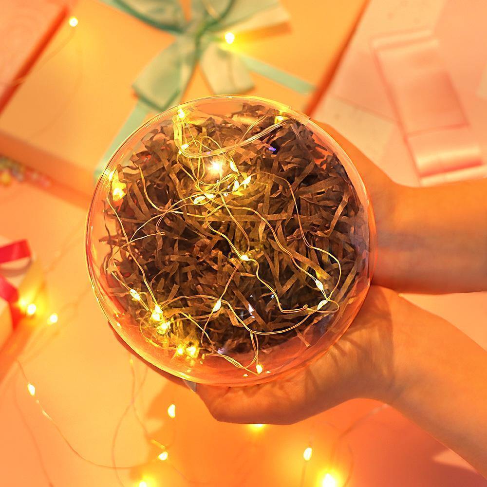 Transparent Round Plastic Ball Color Light String Dark Gray Raffia Shredded Paper Silk Three-piece Suit Creative Gift Combination - yournamenecklaceuk