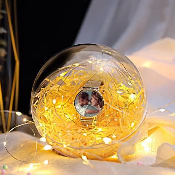 Transparent Round Plastic Ball Color Light String Wood Color Raffia Shredded Paper Silk Three-piece Suit Creative Gift Combination - yournamenecklaceuk