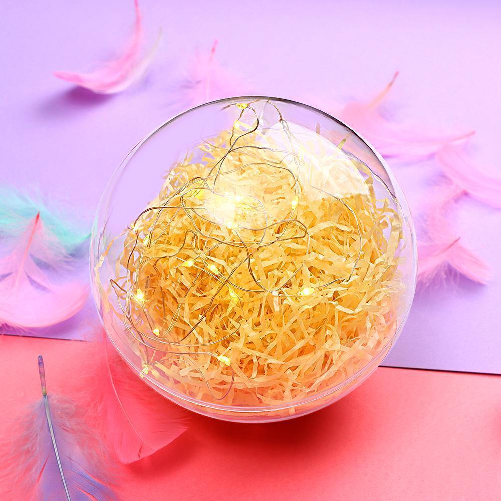 Transparent Round Plastic Ball Color Light String Wood Color Raffia Shredded Paper Silk Three-piece Suit Creative Gift Combination - yournamenecklaceuk