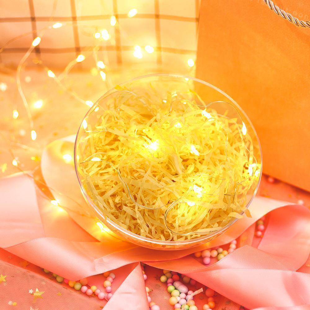 Transparent Round Plastic Ball Color Light String Wood Color Raffia Shredded Paper Silk Three-piece Suit Creative Gift Combination - yournamenecklaceuk