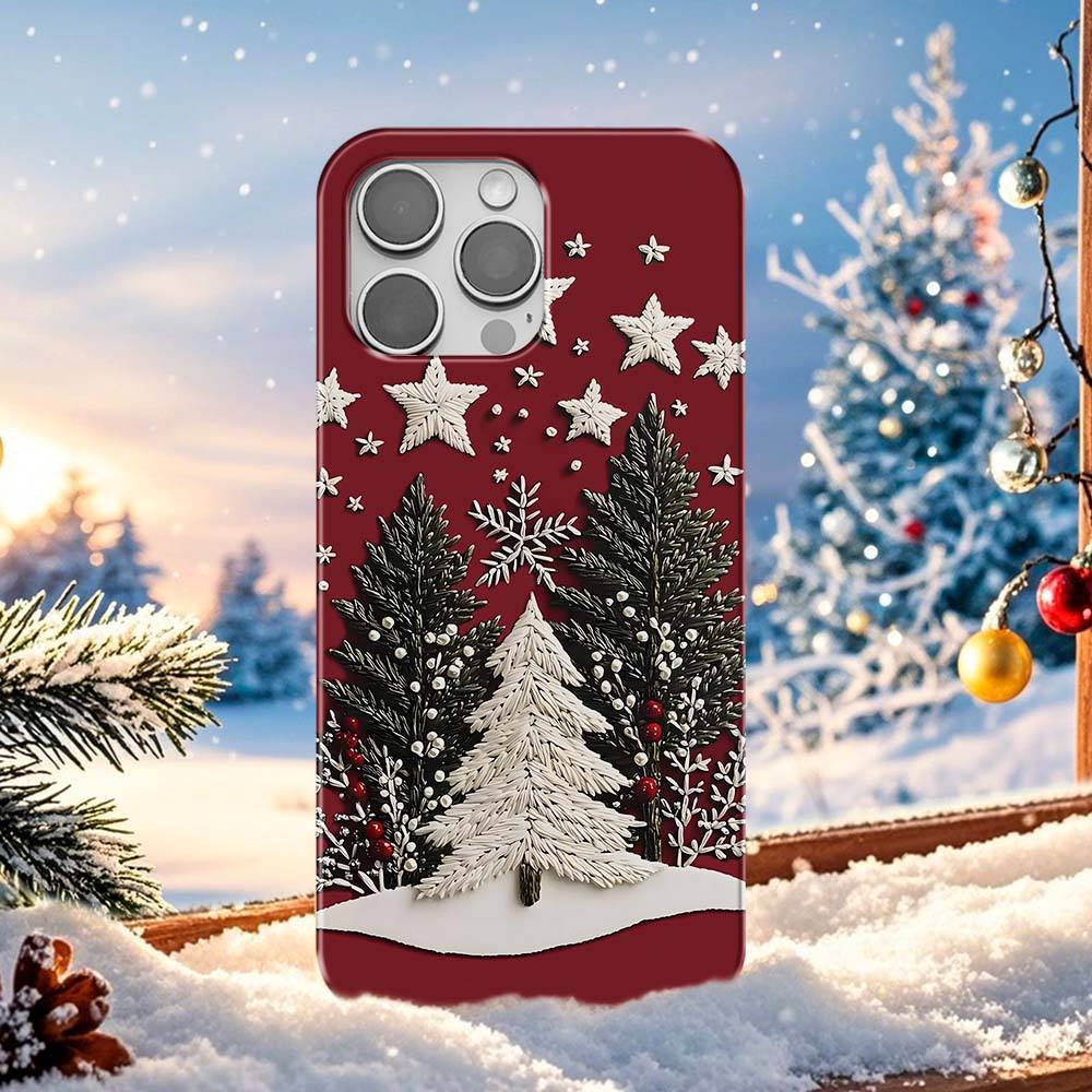 Christmas Tree and Star 3D Winter Phone Case, Festive Holiday Design, iPhone 16, Pixel 9, Samsung S23 Ultra, iPhone 15 Pro Max,MagSafe ps111 - NameNecklace