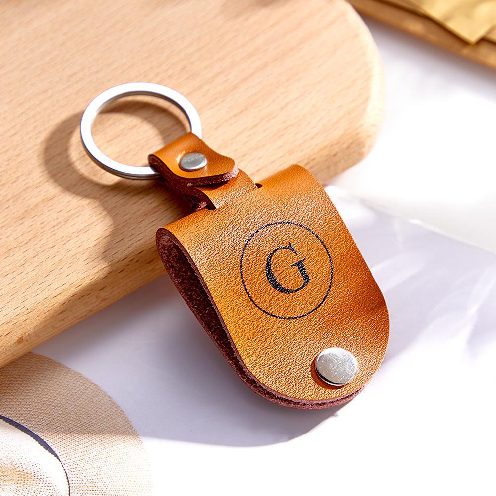 Custom Photo Engraved Keychain Simple Leather Fashion Gifts - NameNecklace