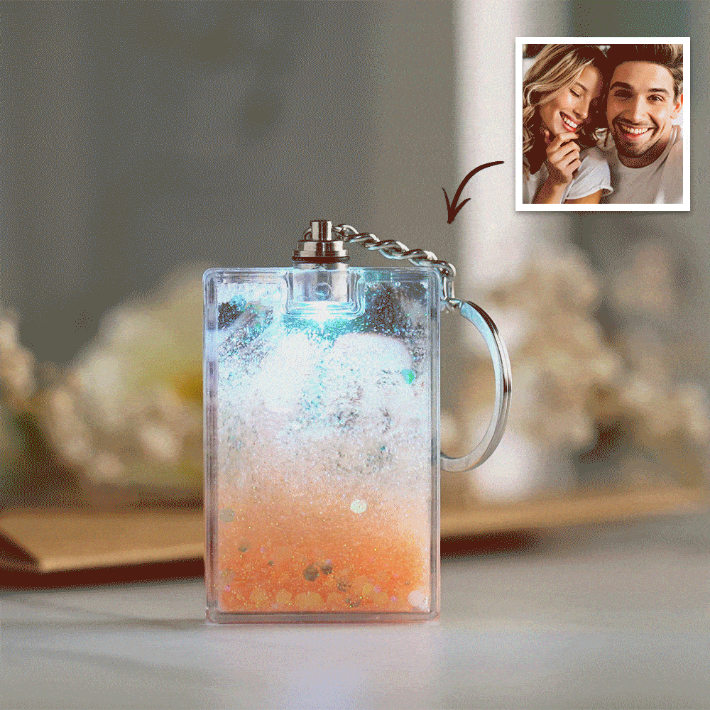 Custom Photo Illuminated Quicksand Keychain Gift for Any Occasion - NameNecklace