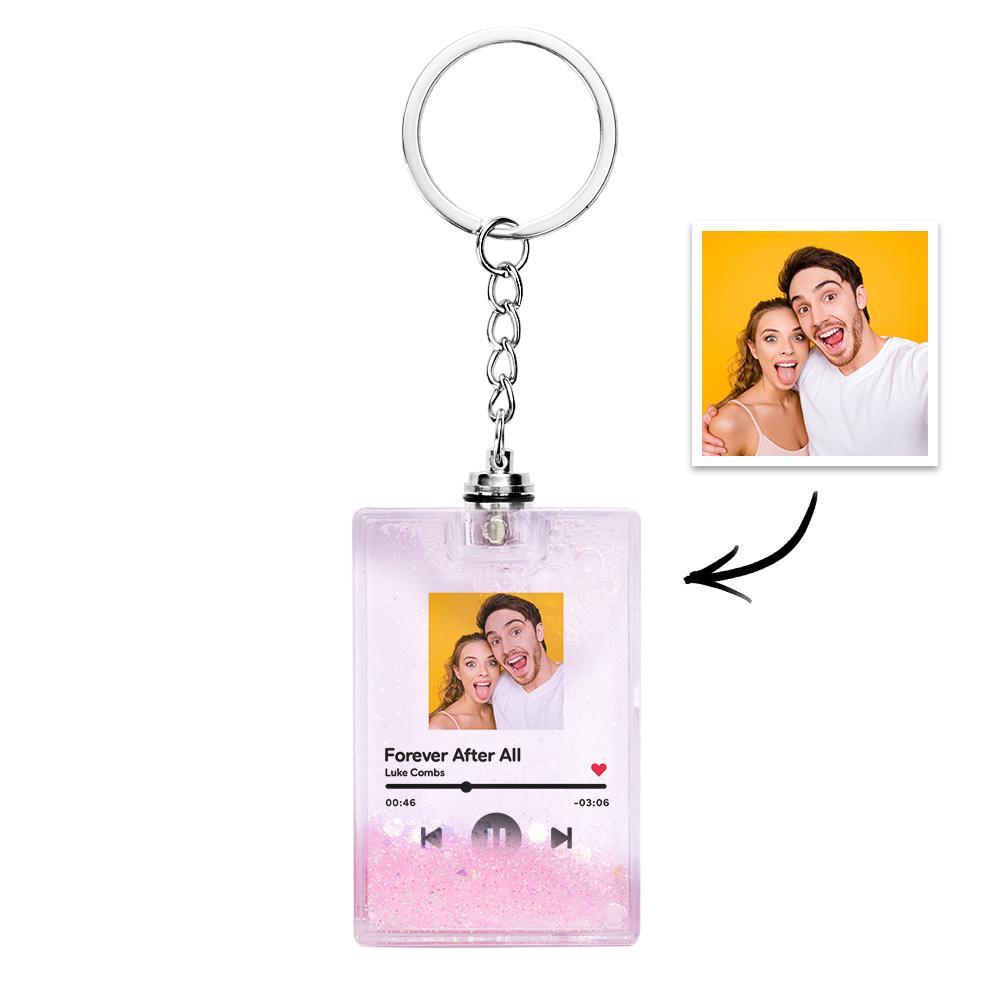 Custom Photo Scannable Spotify Code Illuminated Quicksand Keychain Gift for Any Occasion - NameNecklace