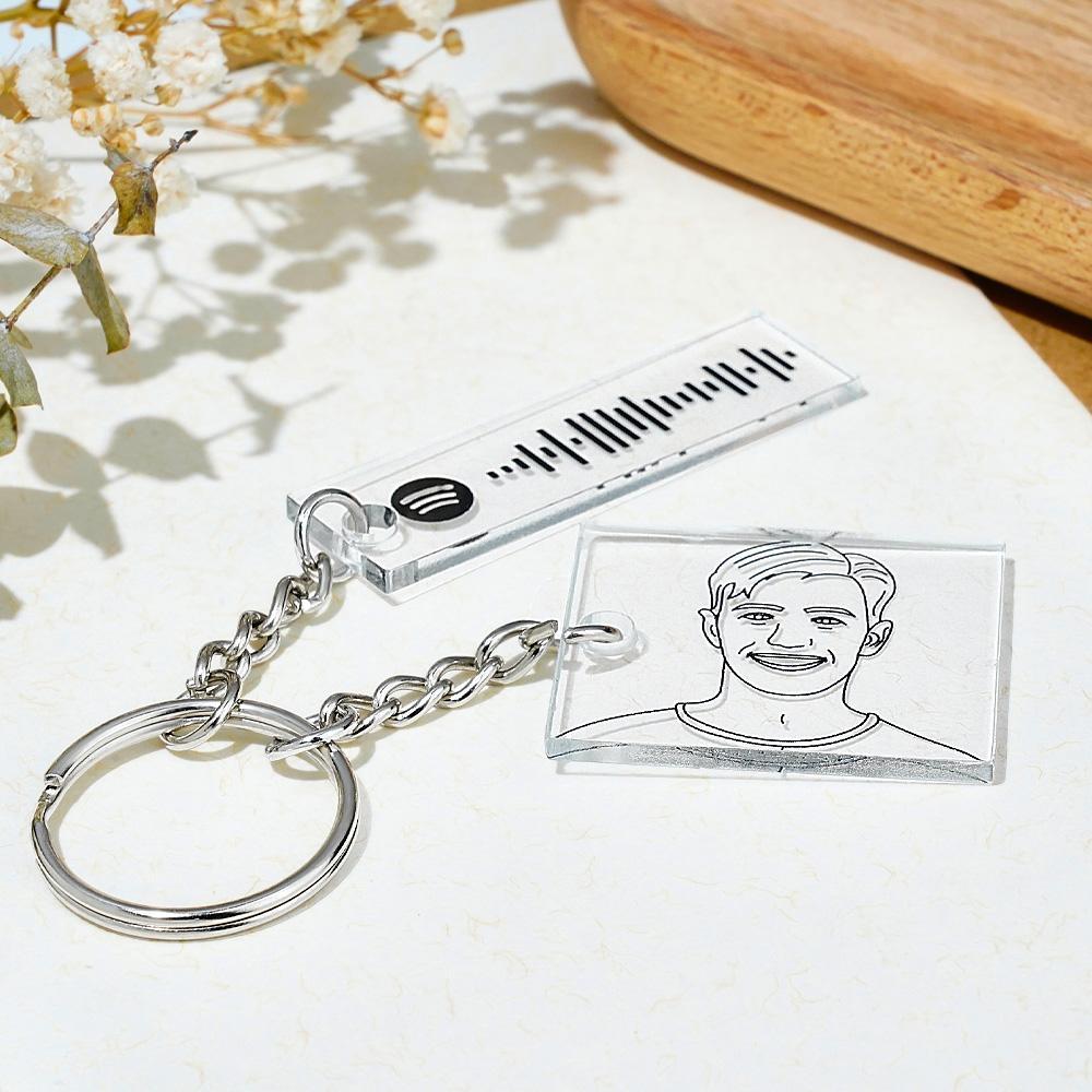 Personalized Photo Keychain Custom Scannable Spotify Code Keychain Memorial Song Gift - NameNecklace