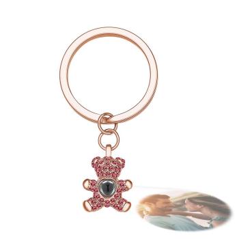 Custom Photo Projection Keychain Cute Bear Personalized Photo Keychain Gift - NameNecklace