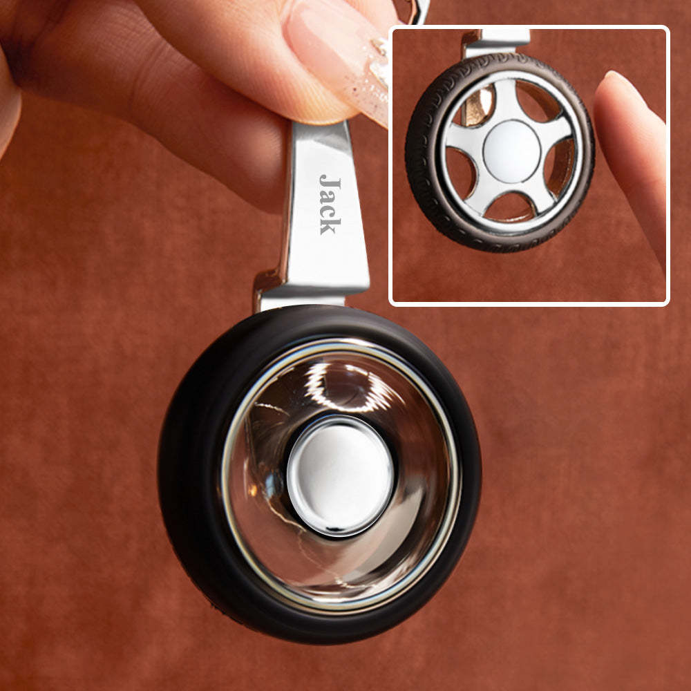 Custom Name Spinning Tire Keychain Gifts for Him - NameNecklace