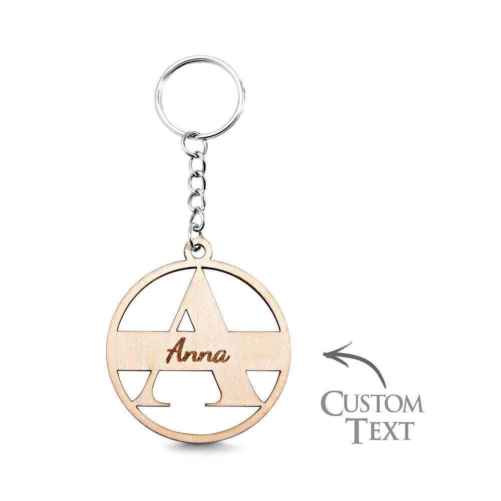 Custom Wooden Monogram Keychain Personalized Engraved Keychain Gift - NameNecklace