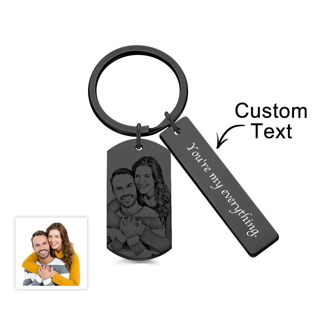 Personalized Photo Keychain With Text Unique Engraved Keychain Gifts For Couples - NameNecklace