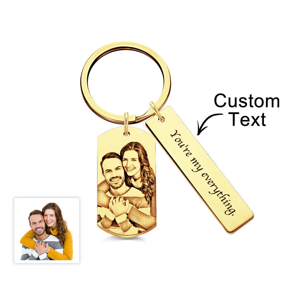 Personalized Photo Keychain With Text Unique Engraved Keychain Gifts For Couples - NameNecklace