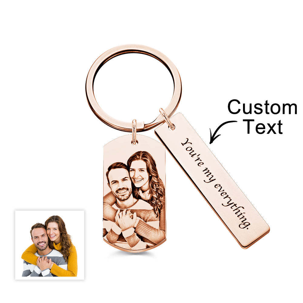 Personalized Photo Keychain With Text Unique Engraved Keychain Gifts For Couples - NameNecklace