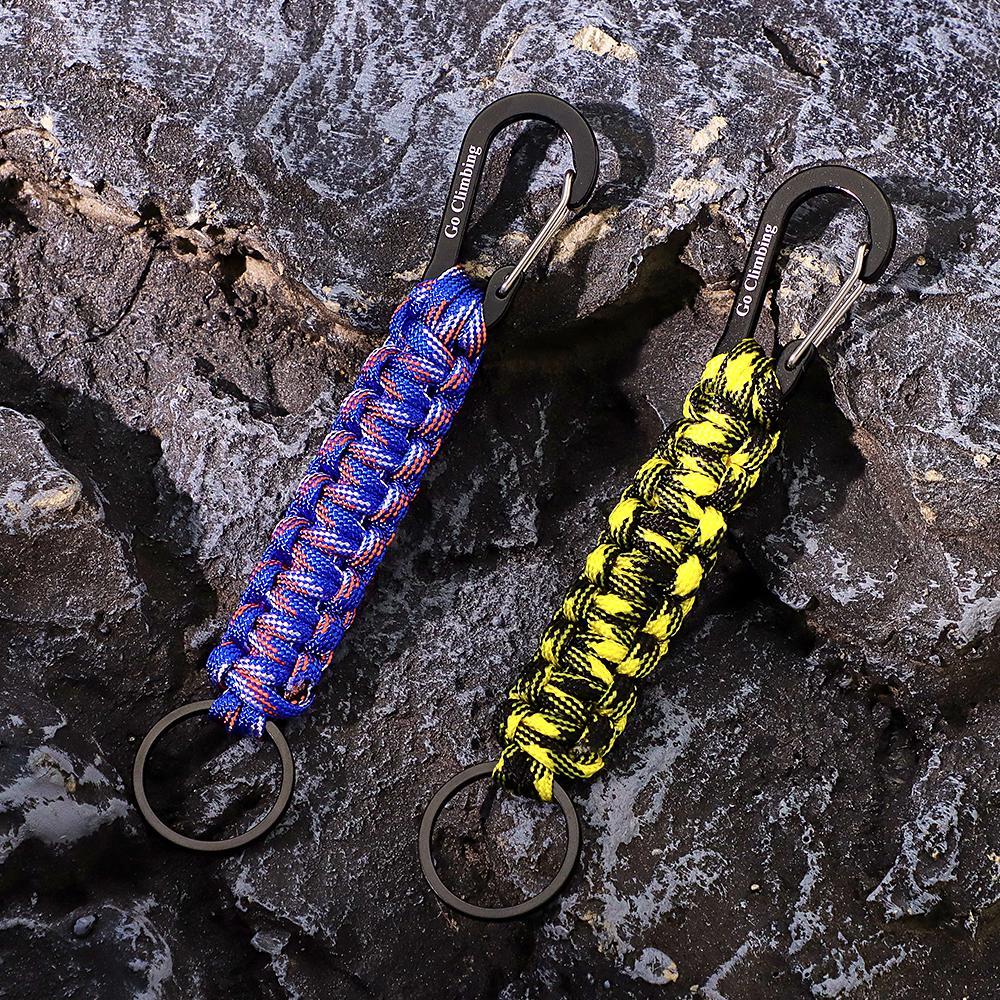 Engraved Keychain With Carabiner Unique Braided Paracord Keychain For Men - NameNecklace
