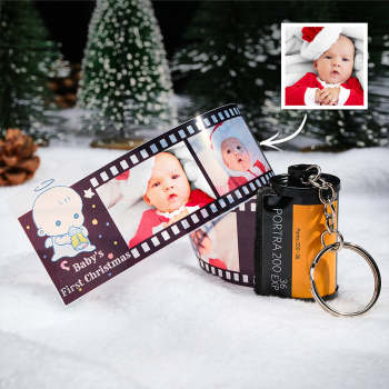 Custom Photo Film Roll Keychain Baby Birthday Theme Camera Keychain Christmas Day Gift - NameNecklace