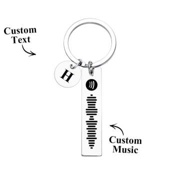 Scannable Spotify Code Keychain With Engraved Circle Pendant Custom Music Song Keychain Gift - NameNecklace