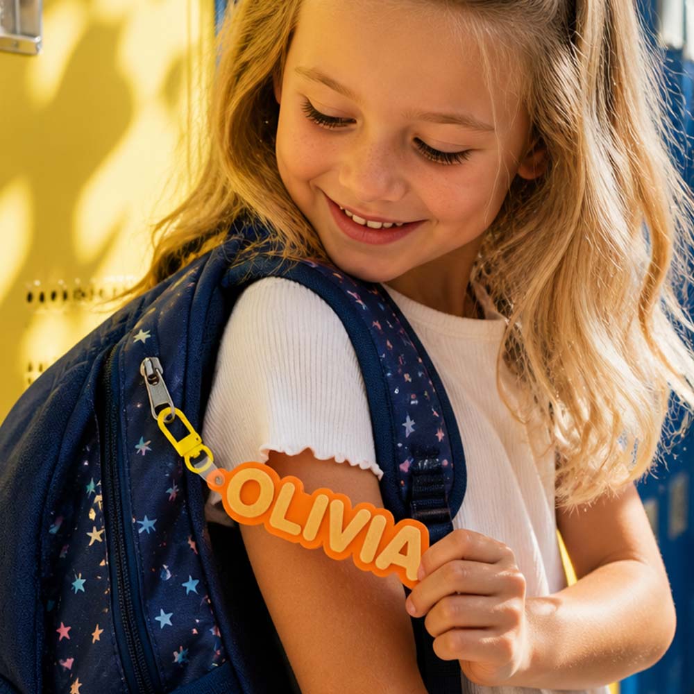 Personalized Name 3D Printed Two-Color Backpack Tang Keychain Custom Kid Name Key Ring 3D Printed Bag Tag Back to School Gift