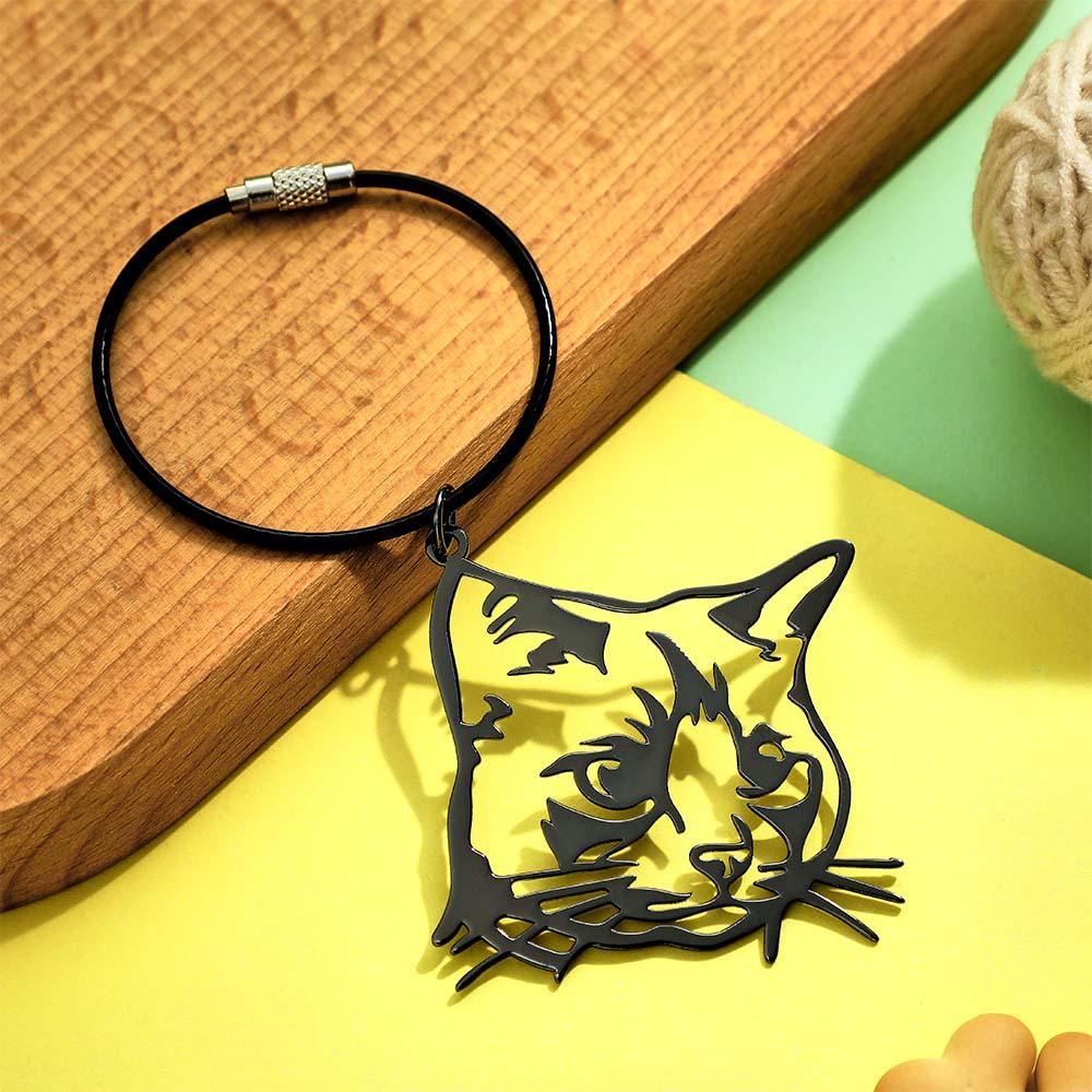 Custom Pet Silhouette Keychain Personalized Photo Keychain Creative Gift for Pet Lovers - NameNecklace