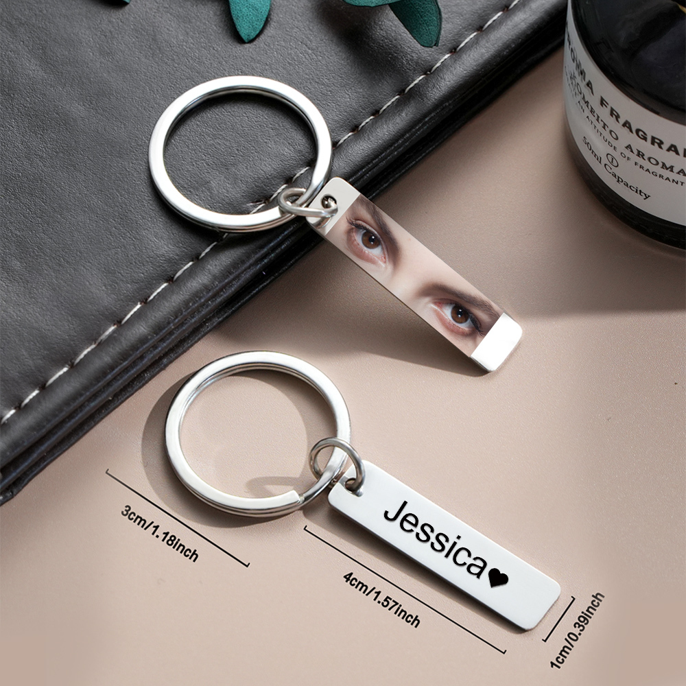 Custom Eye Keychain Personalized Double-Sided Keychain Color Photo Custom Text Best Gift For Anniversary - soufeelus
