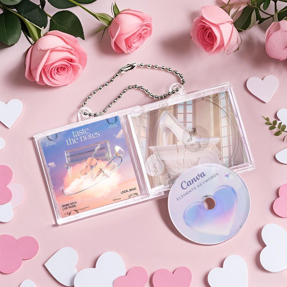 Custom Mini Album CD Keychain Personalized Music Gift Music Lover Keychain CD Album - namenecklace