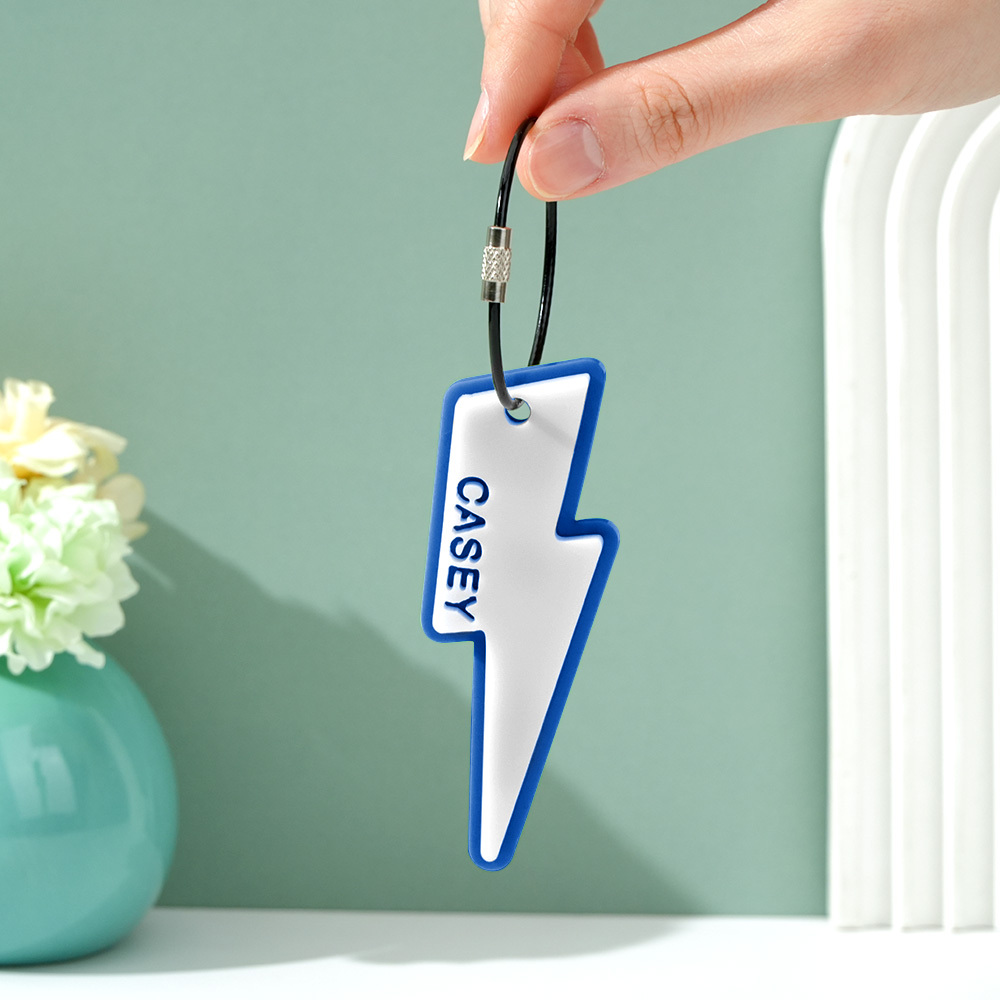 Lightning Bolt Backpack Tag for kids, Personalized Keychain, name keychain, Name Tag, keychain, Backpack Tag for kids, Lightning Bolt
