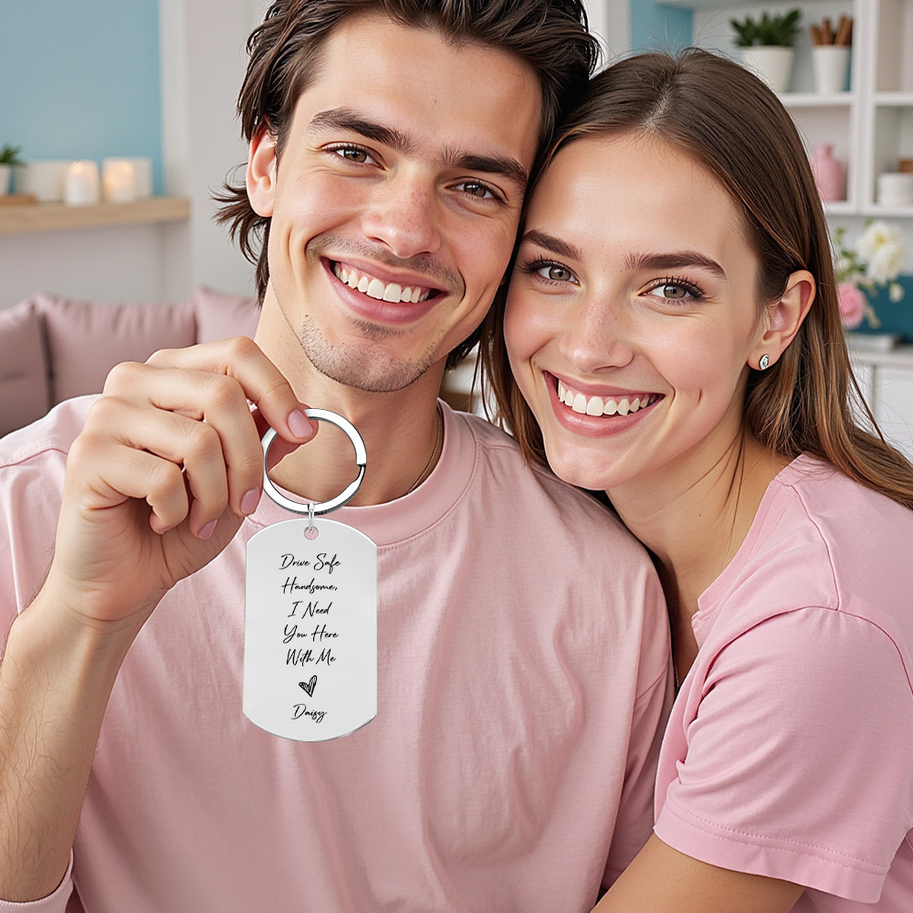 Custom Drive Safe Keychain,I Need You Here With Me,Personalise Photo Keyring,Gift For Boyfriend or Husband,Valentine's Day Gifts,Anniversary