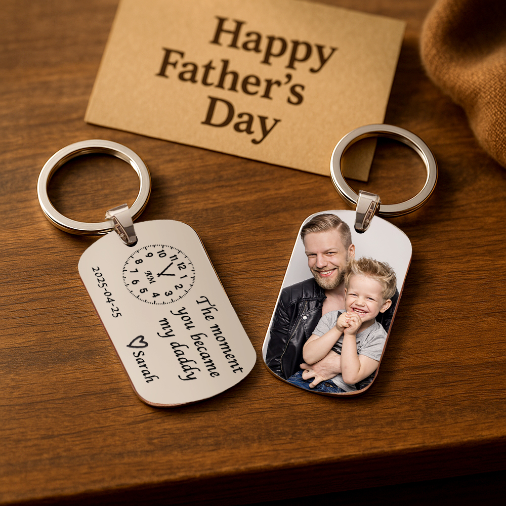 Dad Gift The Moment You Became My Daddy Mummy Keychain First Father's Day Keyring New Dad Keychain Gift Personalised Gift Father's Day Gift