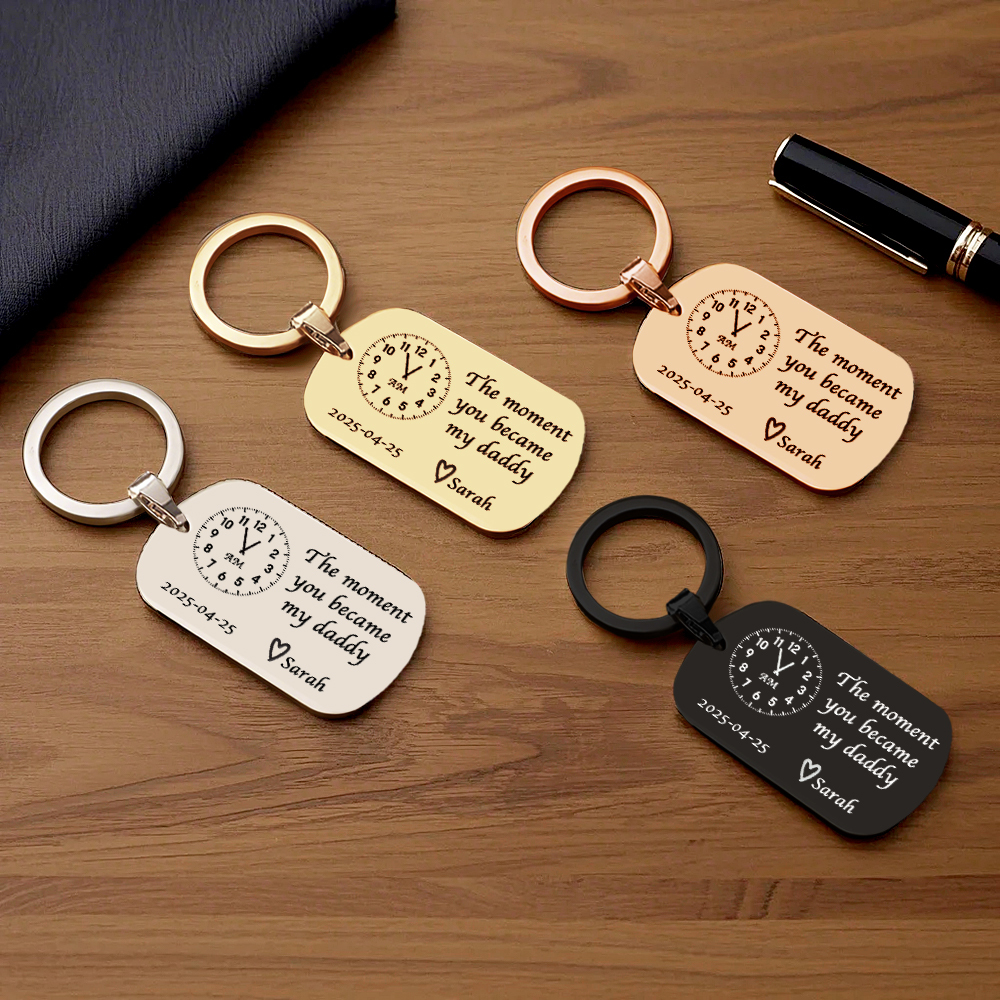 Dad Gift The Moment You Became My Daddy Mummy Keychain First Father's Day Keyring New Dad Keychain Gift Personalised Gift Father's Day Gift