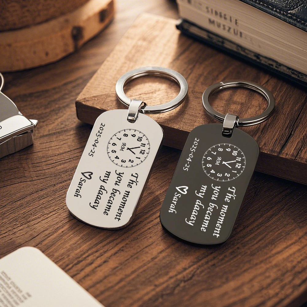 Dad Gift The Moment You Became My Daddy Mummy Keychain First Father's Day Keyring New Dad Keychain Gift Personalised Gift Father's Day Gift