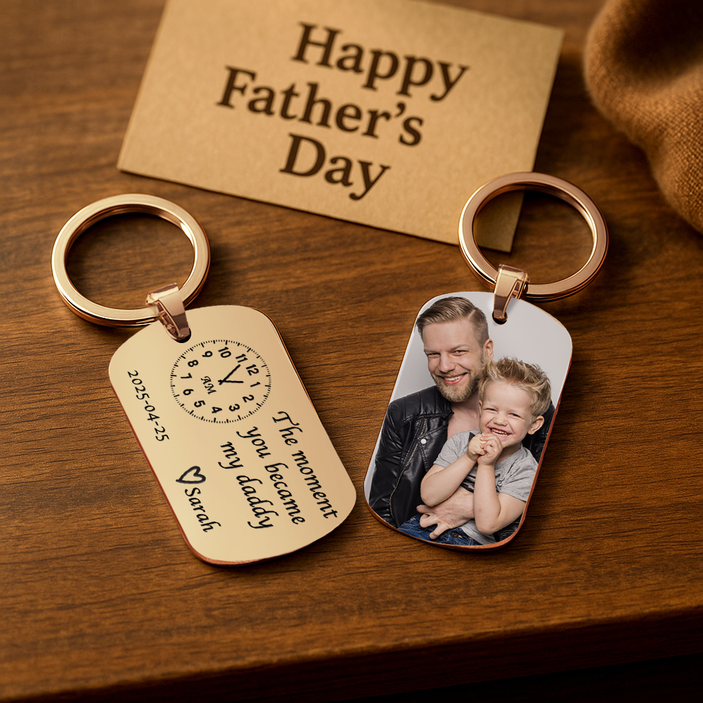 Dad Gift The Moment You Became My Daddy Mummy Keychain First Father's Day Keyring New Dad Keychain Gift Personalised Gift Father's Day Gift