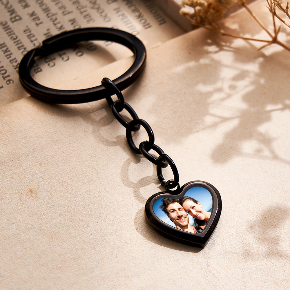 Anniversary Gifts Custom Photo Hidden Heart Magic Keychian Personalized Cold Concealed Photo Keychain Heat Reveal Picture Keychain Gifts for Her