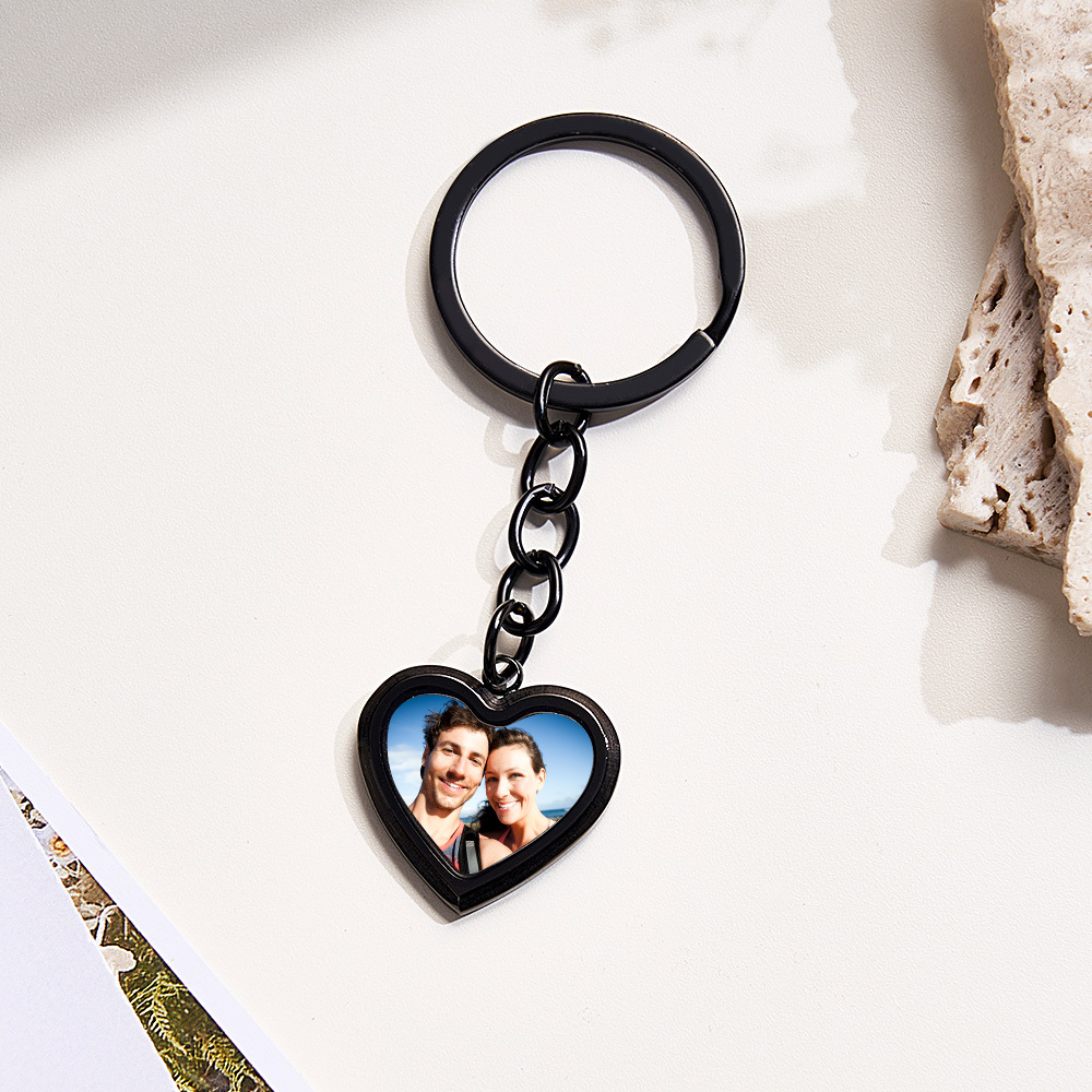 Anniversary Gifts Custom Photo Hidden Heart Magic Keychian Personalized Cold Concealed Photo Keychain Heat Reveal Picture Keychain Gifts for Her