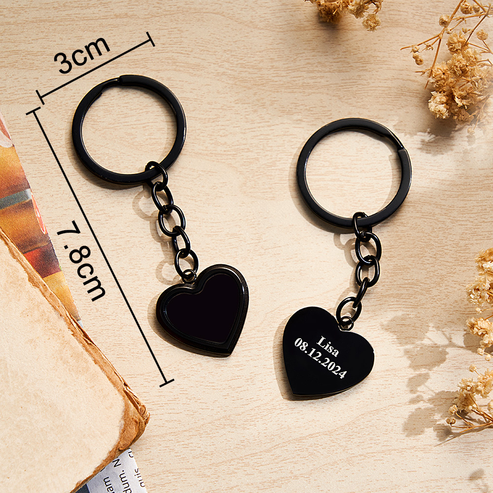 Anniversary Gifts Custom Photo Hidden Heart Magic Keychian Personalized Cold Concealed Photo Keychain Heat Reveal Picture Keychain Gifts for Her