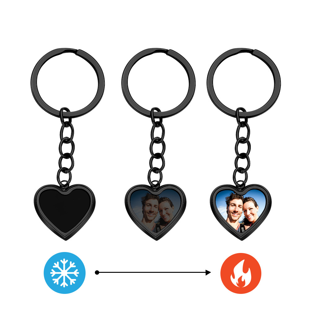 Anniversary Gifts Custom Photo Hidden Heart Magic Keychian Personalized Cold Concealed Photo Keychain Heat Reveal Picture Keychain Gifts for Her