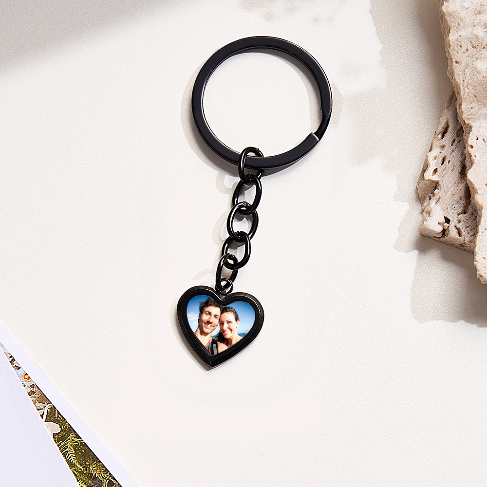 Anniversary Gifts Custom Photo Hidden Heart Magic Keychian Personalized Cold Concealed Photo Keychain Heat Reveal Picture Keychain Gifts for Her