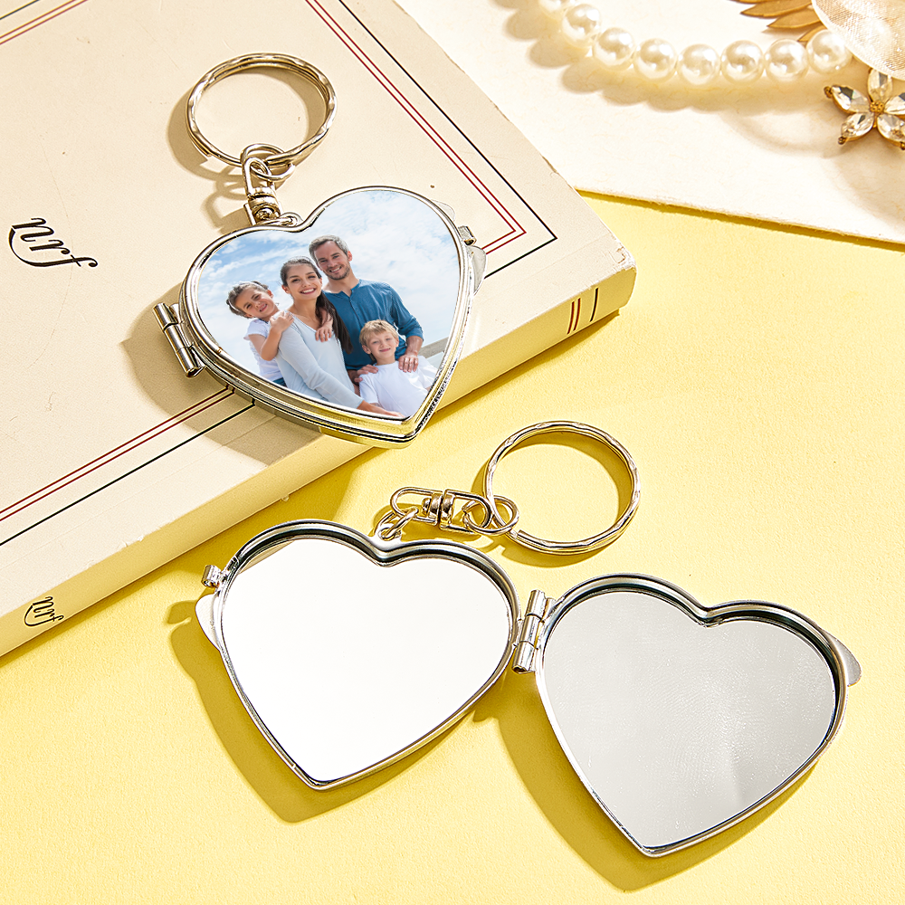 Personalized Photo & Engraved Mirror Keychain Custom Photo Locket Mirr