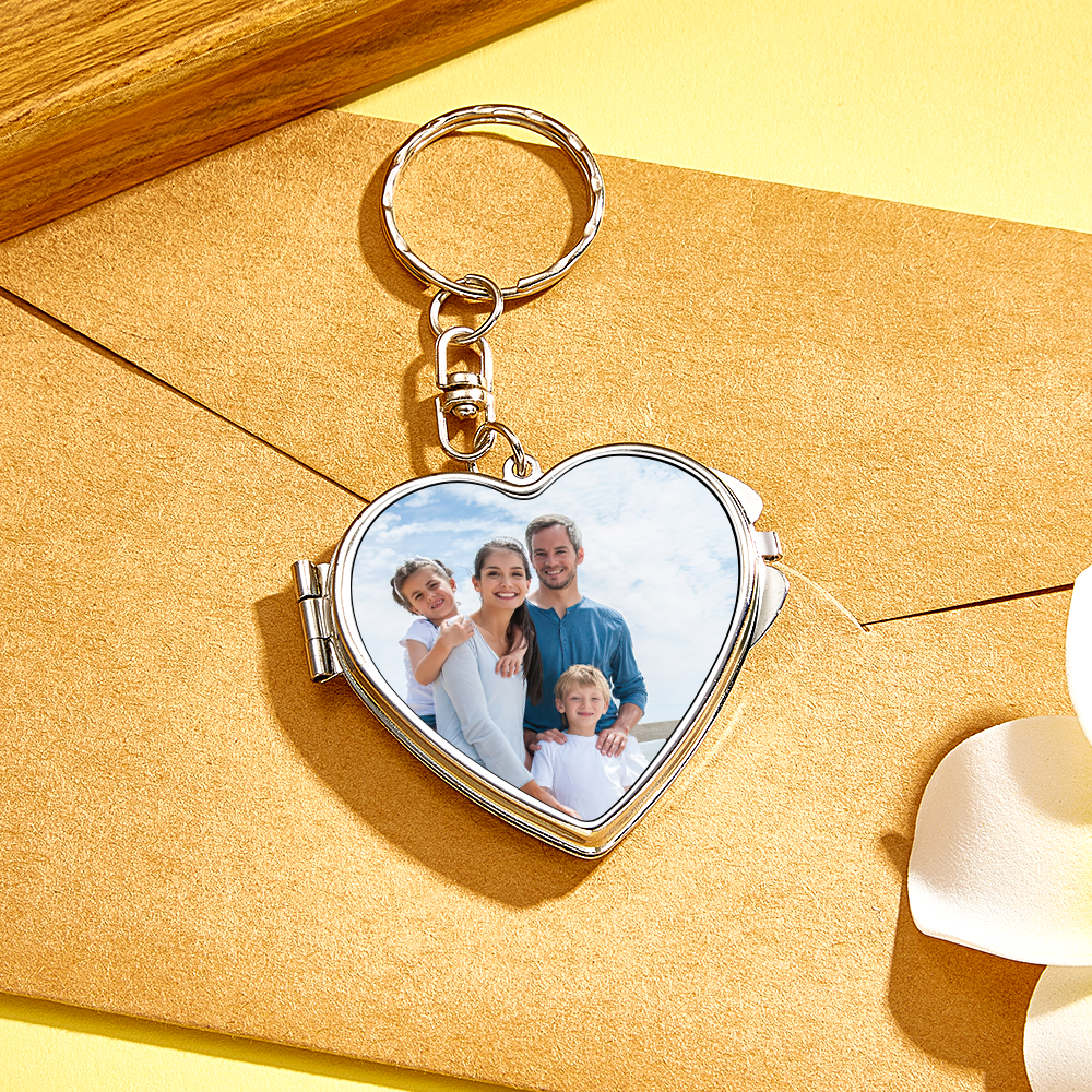 Personalized Photo & Engraved Mirror Keychain Custom Photo Locket Mirror Keychain Unique Personalized Mirror Photo Keychain