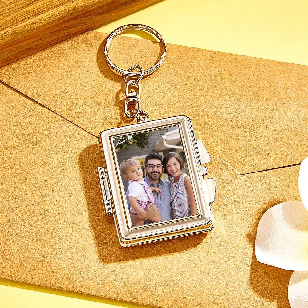 Personalized Photo & Engraved Mirror Keychain Custom Photo Locket Mirror Keychain Unique Personalized Mirror Photo Keychain