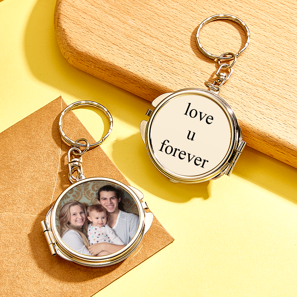 Personalized Photo & Engraved Mirror Keychain Custom Photo Locket Mirror Keychain Unique Personalized Mirror Photo Keychain
