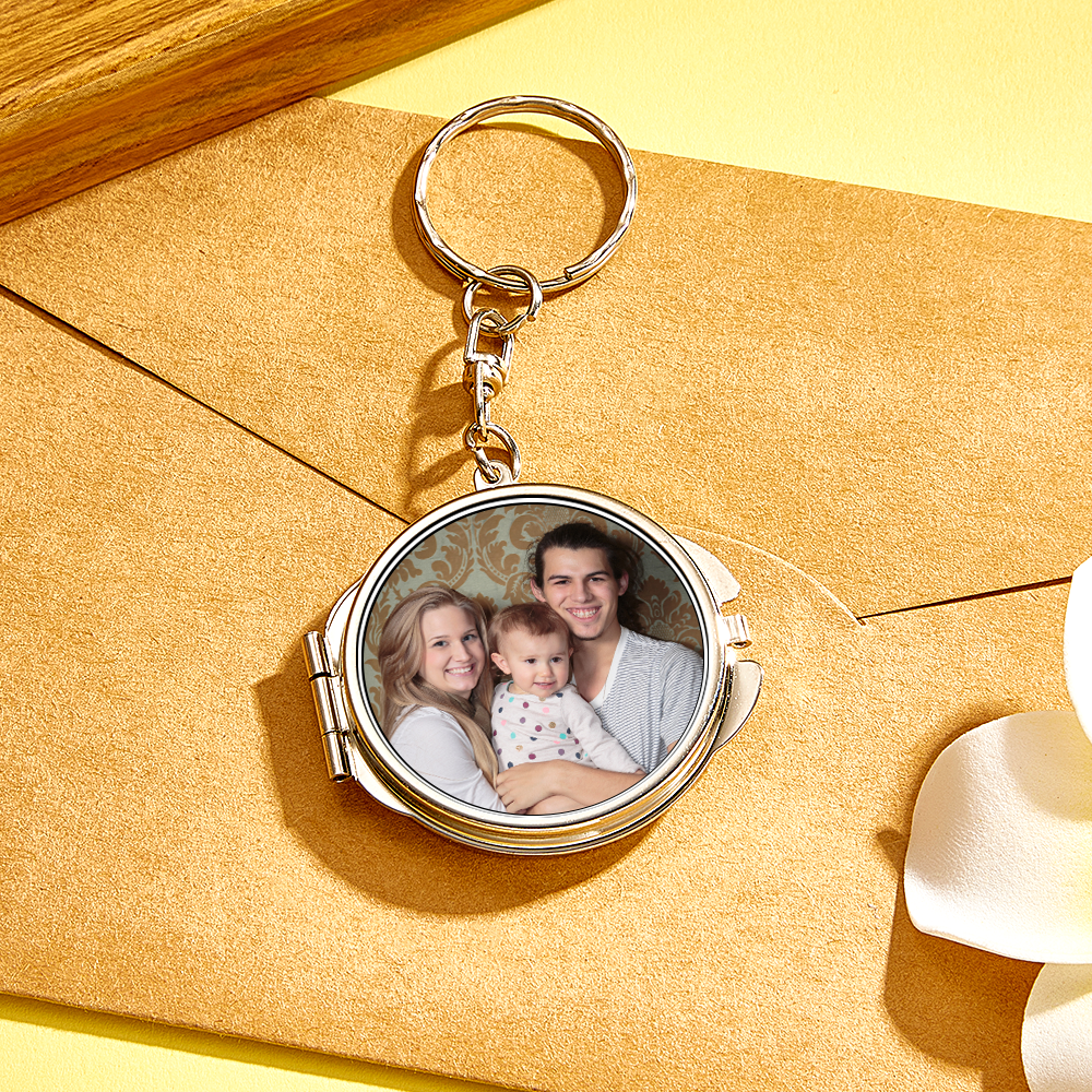 Personalized Photo & Engraved Mirror Keychain Custom Photo Locket Mirror Keychain Unique Personalized Mirror Photo Keychain