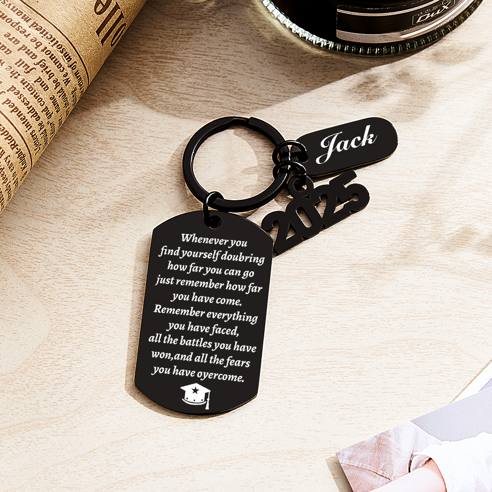 Personalized Graduation Keychain, Class of 2025 Gifts, So Proud of You Grad Decor, Inspirational Graduation Gifts in Bulk for Women Men Him