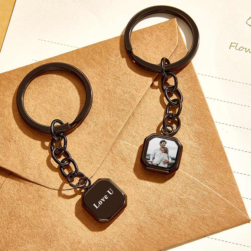 Personalized Hidden Photo Keychain Custom Heat Change Photo Keychain Customizable Temperature Sensitive Keychain Engraved Message & Hidden Image