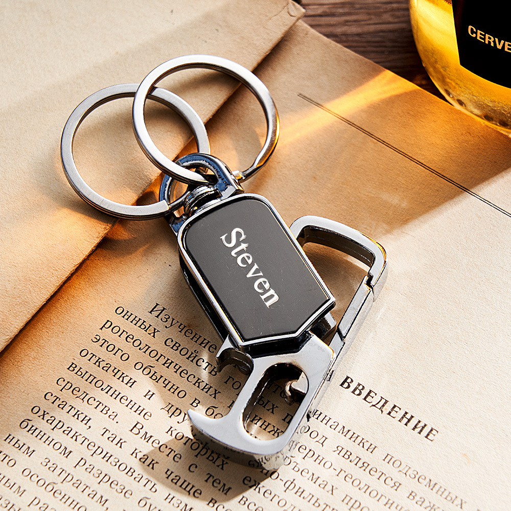 Father's Day Gifts Customizable Multi-Tool Keychain Personalized 3-in-1 Keychain Custom Engraving Spinner Keychain with Bottle Opener