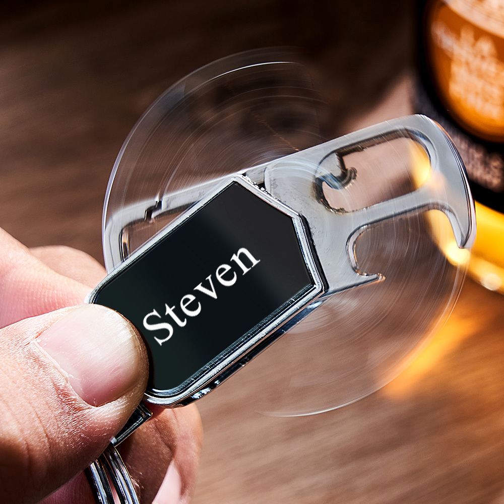 Father's Day Gifts Customizable Multi-Tool Keychain Personalized 3-in-1 Keychain Custom Engraving Spinner Keychain with Bottle Opener