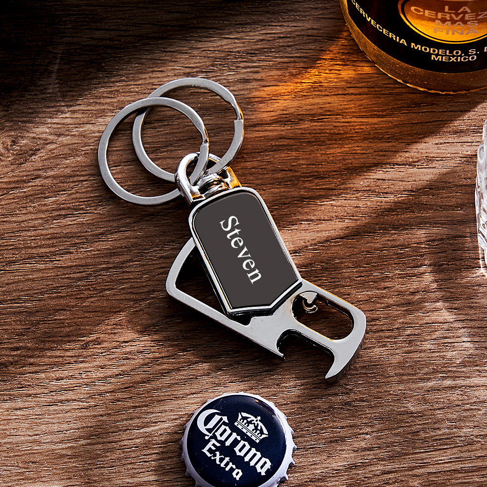 Father's Day Gifts Customizable Multi-Tool Keychain Personalized 3-in-1 Keychain Custom Engraving Spinner Keychain with Bottle Opener