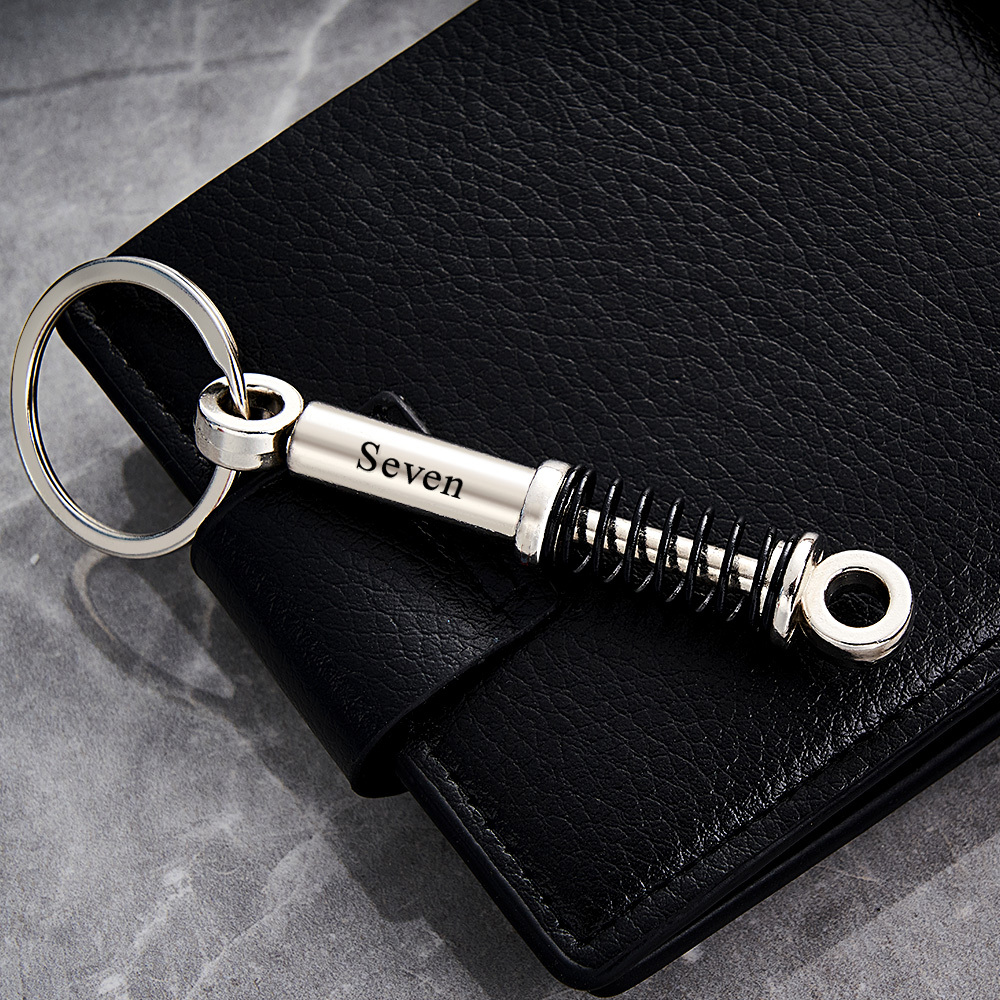 Father's Day Gifts Mini Shock Absorber Keychain Spring Personalized Suspension Keychain Compressible Spring Stress Reliever Custom Engraved Shock