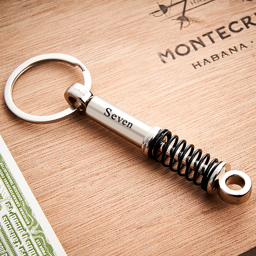 Father's Day Gifts Mini Shock Absorber Keychain Spring Personalized Suspension Keychain Compressible Spring Stress Reliever Custom Engraved Shock